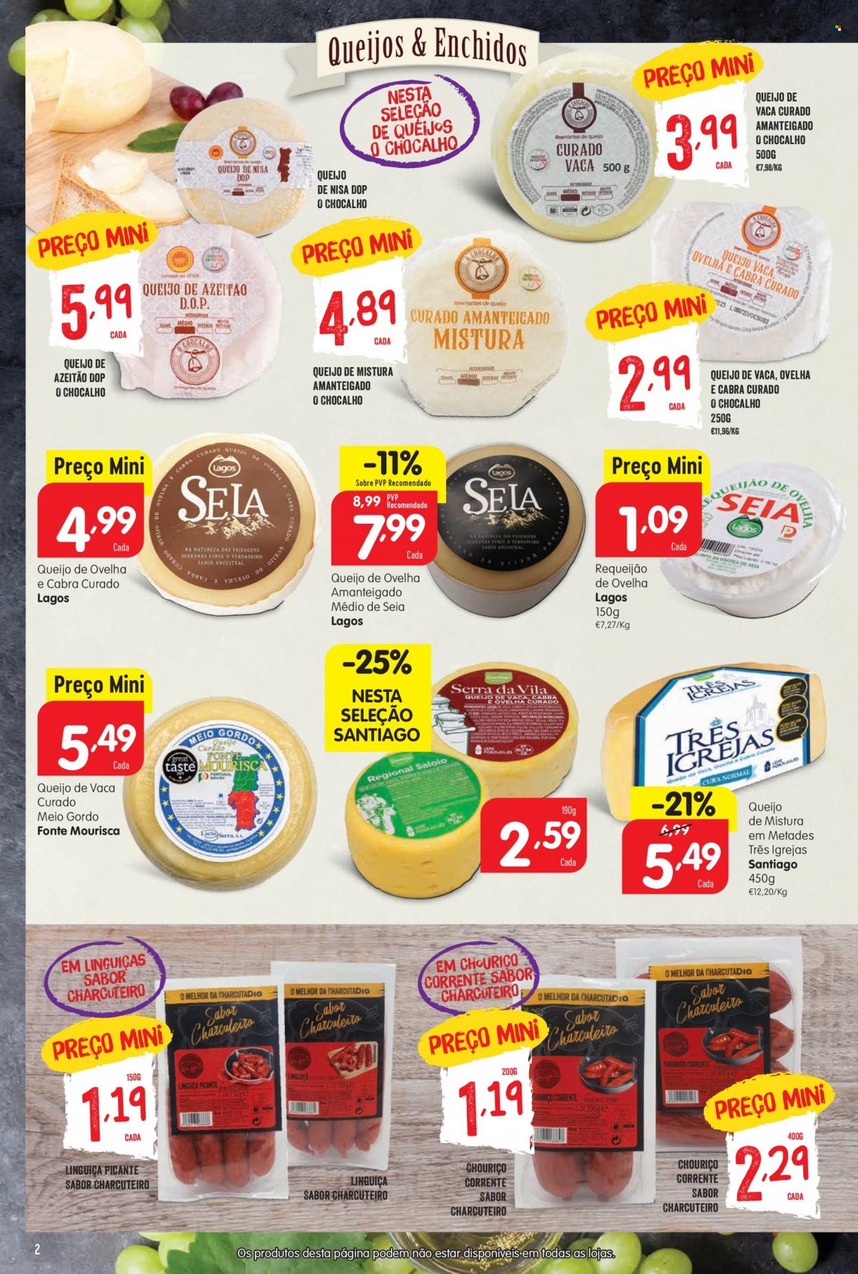 thumbnail - Folheto Minipreço - 29.9.2022 - 26.10.2022 - Produtos em promoção - chouriço, linguiça, queijo, requeijão, queijo de ovelha. Página 2.