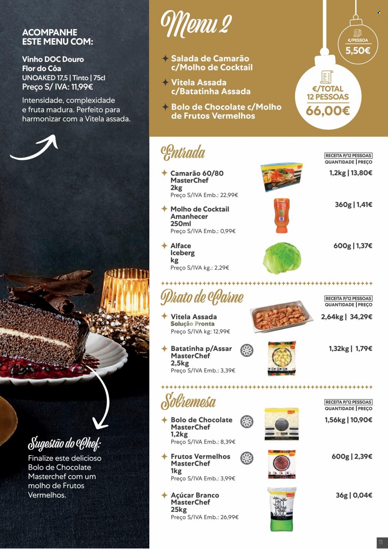 thumbnail - Folheto Recheio - 27.10.2022 - 31.12.2022 - Produtos em promoção - bolo, bolo de chocolate, camarão, vinho. Página 11.