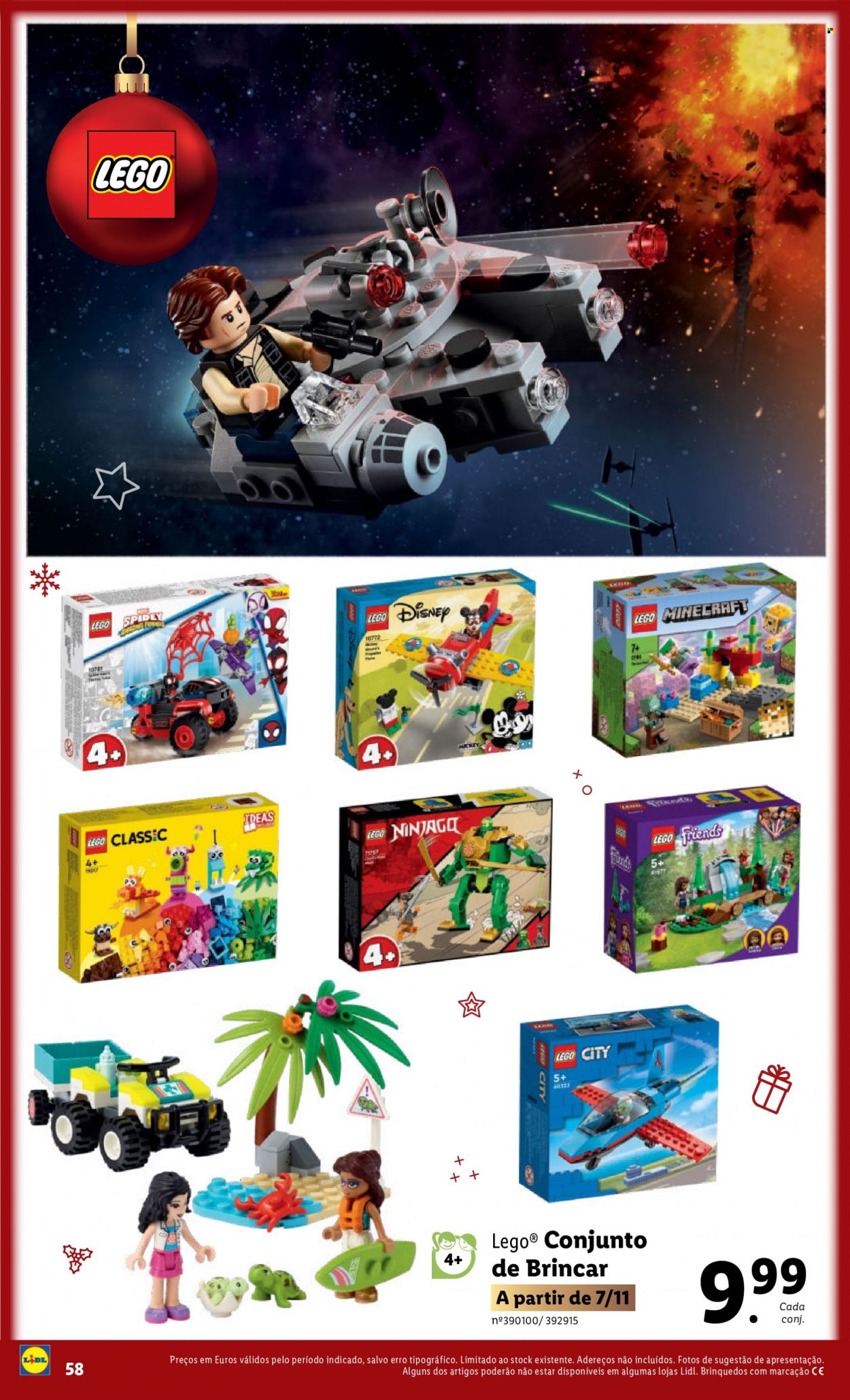 thumbnail - Folheto Lidl - 7.11.2022 - 15.12.2022 - Produtos em promoção - Disney, LEGO, LEGO Ninjago, LEGO Minecraft, brinquedo, LEGO City. Página 58.
