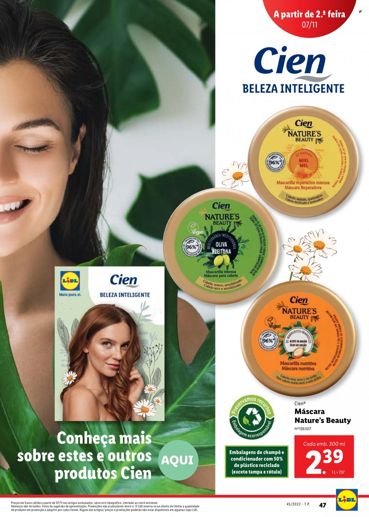thumbnail - Folheto Lidl - 7.11.2022 - 22.12.2022 - Produtos em promoção - Cien®, shampoo, máscara. Página 47.