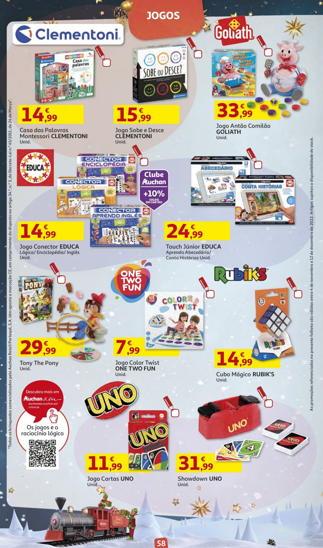thumbnail - Folheto Auchan - 4.11.2022 - 12.12.2022 - Produtos em promoção - cubo mágico. Página 58.