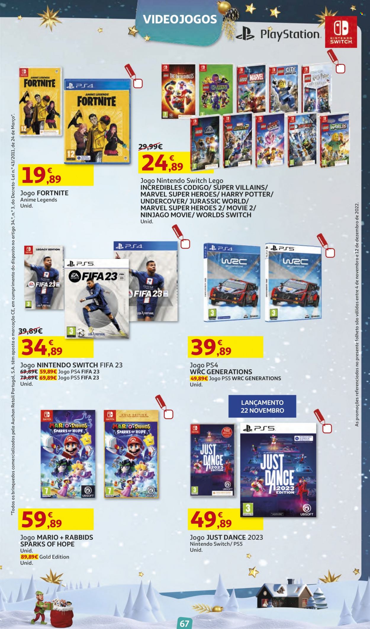 thumbnail - Folheto Auchan - 4.11.2022 - 12.12.2022 - Produtos em promoção - Marvel, LEGO, Super Heroes. Página 67.
