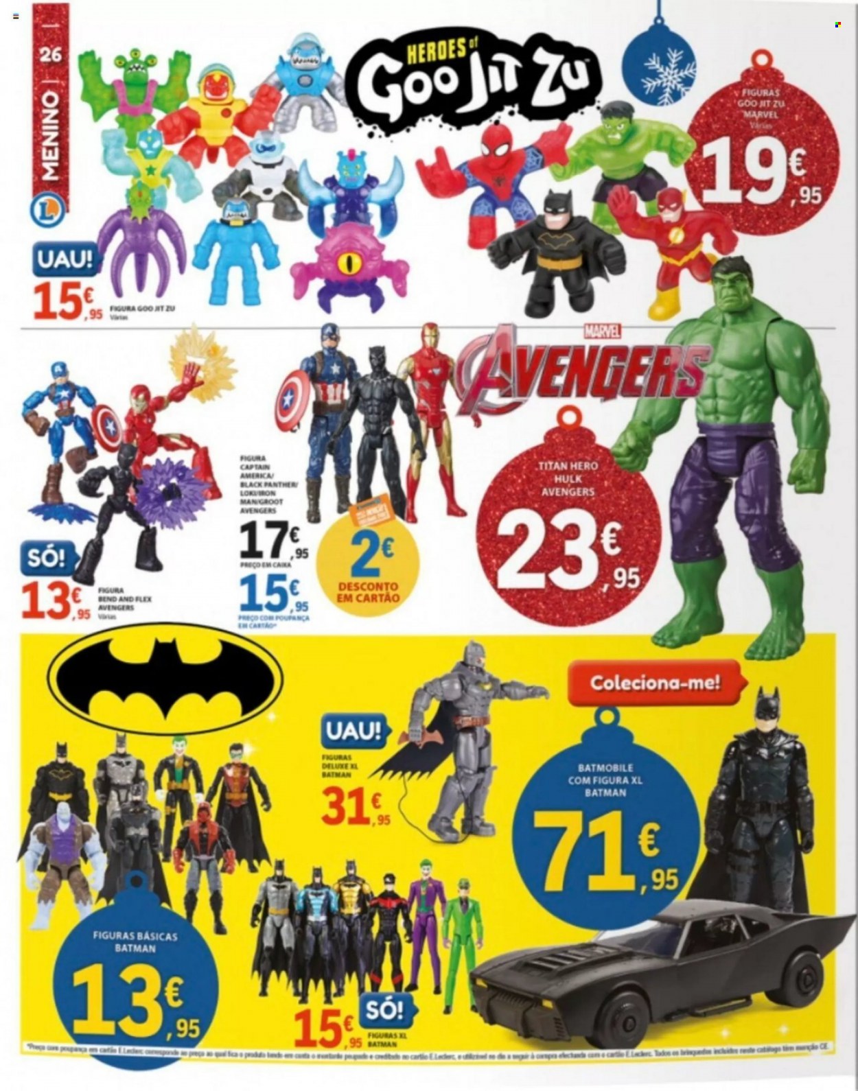 thumbnail - Folheto E.Leclerc - 8.11.2022 - 8.12.2022 - Produtos em promoção - Avengers, Marvel, figura, Hulk. Página 26.