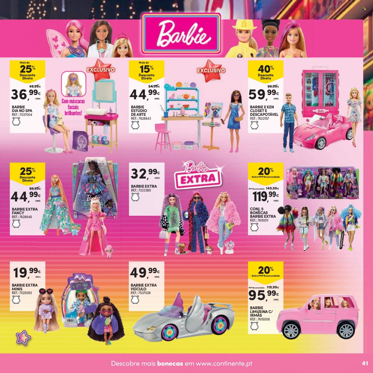 thumbnail - Folheto Continente - 8.11.2022 - 11.12.2022 - Produtos em promoção - máscara, Barbie, carro brinquedo. Página 41.