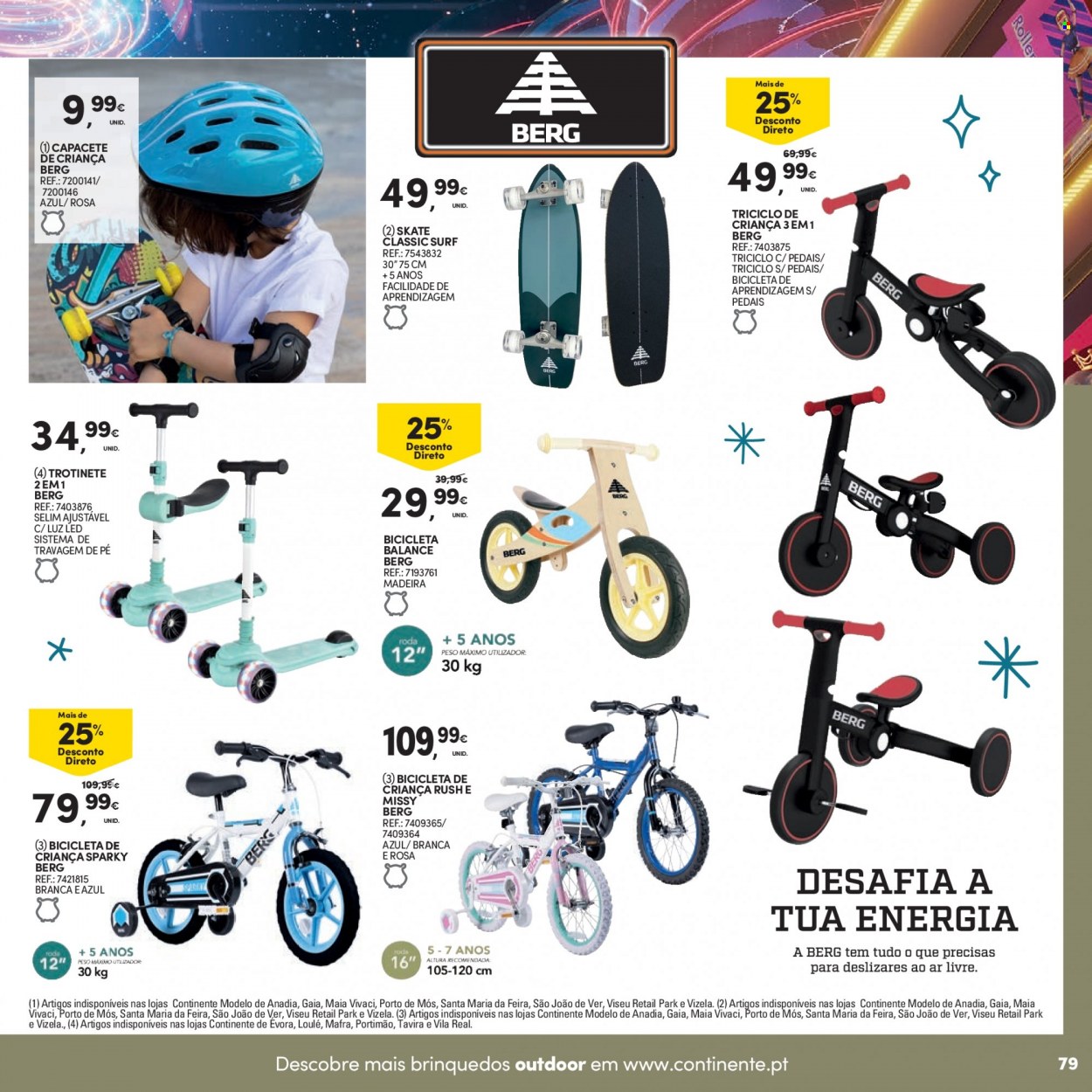thumbnail - Folheto Continente - 8.11.2022 - 11.12.2022 - Produtos em promoção - Surf, capacete, triciclo, trotinete. Página 81.