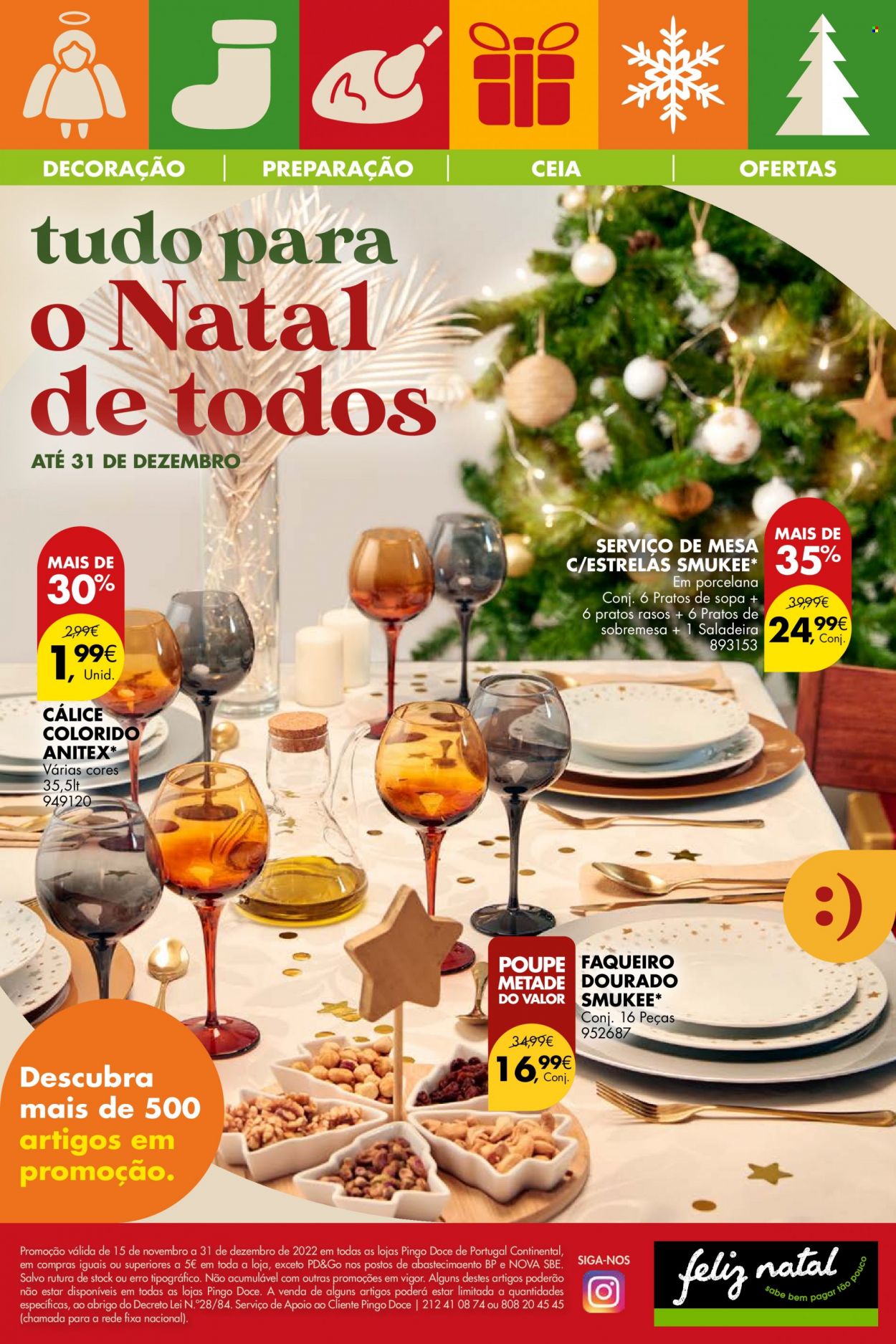 thumbnail - Folheto Pingo Doce - 16.11.2022 - 31.12.2022 - Produtos em promoção - sopa, faqueiro, prato, decoração. Página 1.