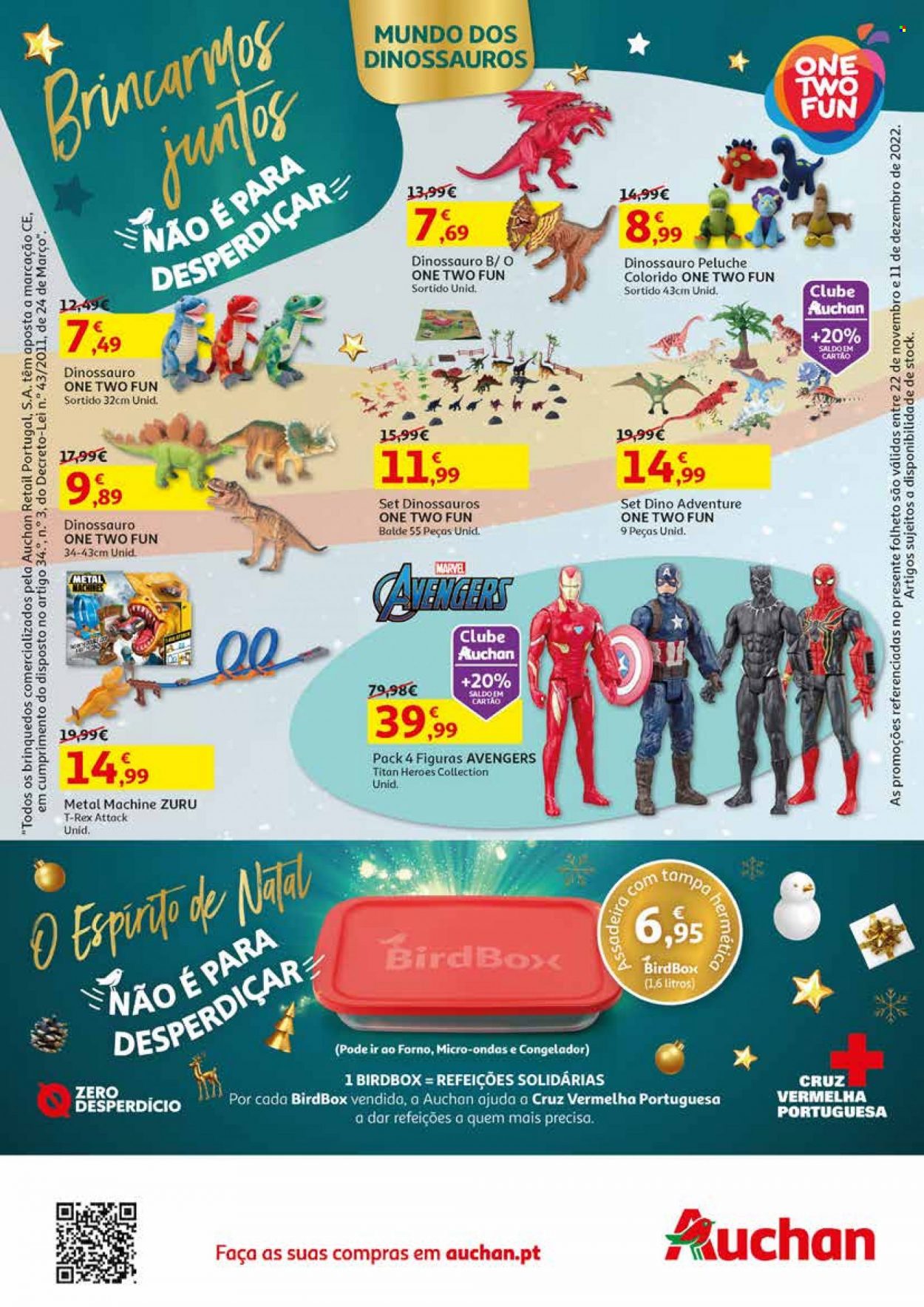 thumbnail - Folheto Auchan - 22.11.2022 - 11.12.2022 - Produtos em promoção - Avengers, balde, dinossauro. Página 36.