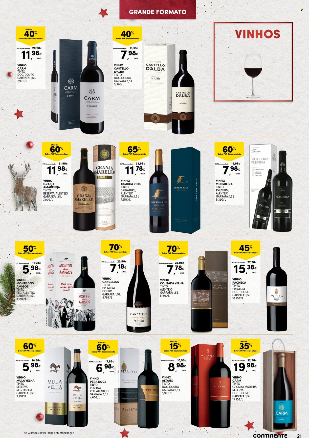 thumbnail - Folheto Continente Modelo - 24.11.2022 - 7.12.2022 - Produtos em promoção - vinho, vinho tinto. Página 21.