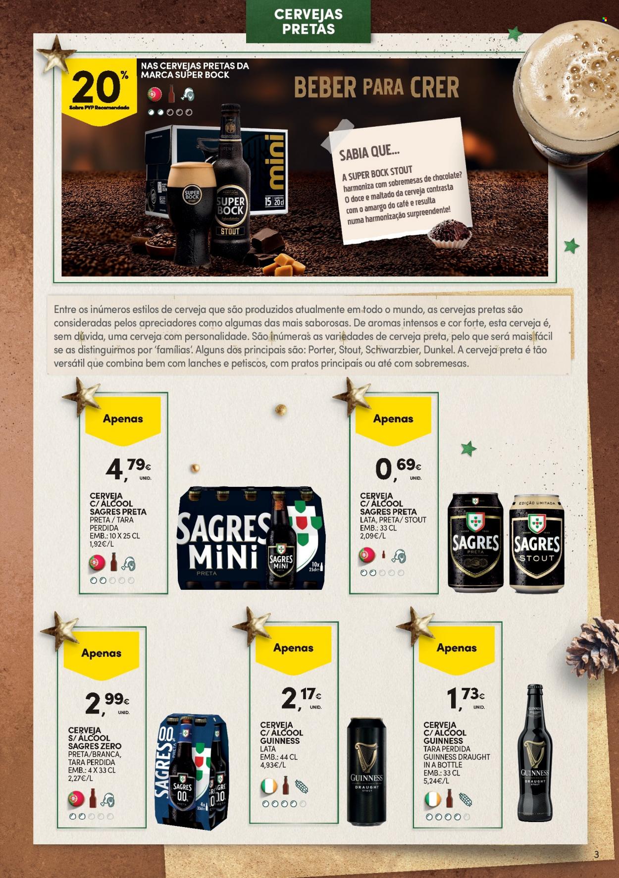 thumbnail - Folheto Continente - 29.11.2022 - 31.12.2022 - Produtos em promoção - Sagres, Super Bock, cerveja, café, prato. Página 3.