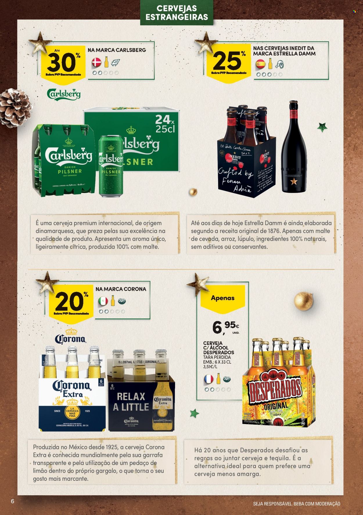 thumbnail - Folheto Continente - 29.11.2022 - 31.12.2022 - Produtos em promoção - Corona, cerveja, Carlsberg, arroz, tequila. Página 6.