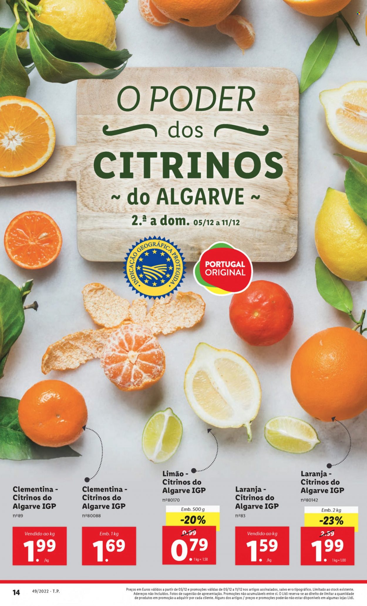 thumbnail - Folheto Lidl - 5.12.2022 - 11.12.2022 - Produtos em promoção - laranja, limão, clementinas. Página 30.