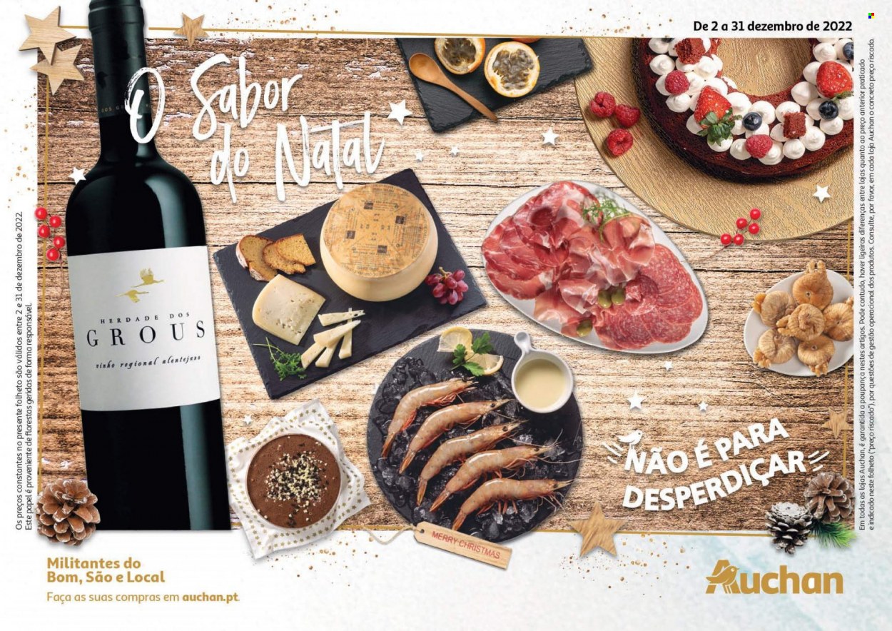 thumbnail - Folheto Auchan - 2.12.2022 - 31.12.2022 - Produtos em promoção - vinho. Página 1.
