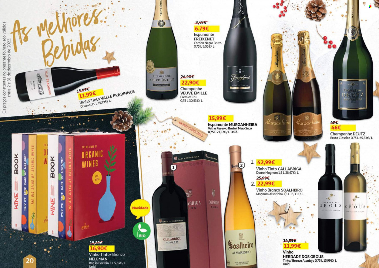 thumbnail - Folheto Auchan - 2.12.2022 - 31.12.2022 - Produtos em promoção - vinho, espumante, champagne, vinho branco, vinho tinto. Página 20.