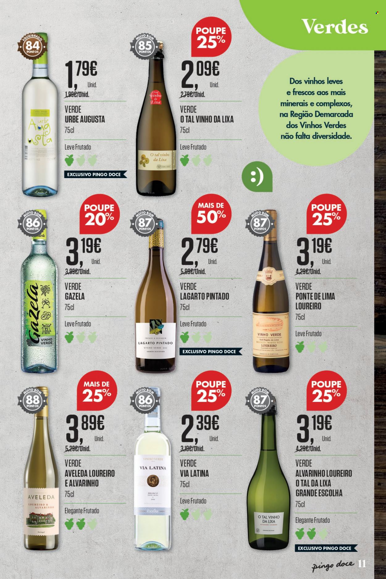 thumbnail - Folheto Pingo Doce - 17.1.2023 - 20.2.2023 - Produtos em promoção - vinho verde, Lagarto Pintado. Página 11.