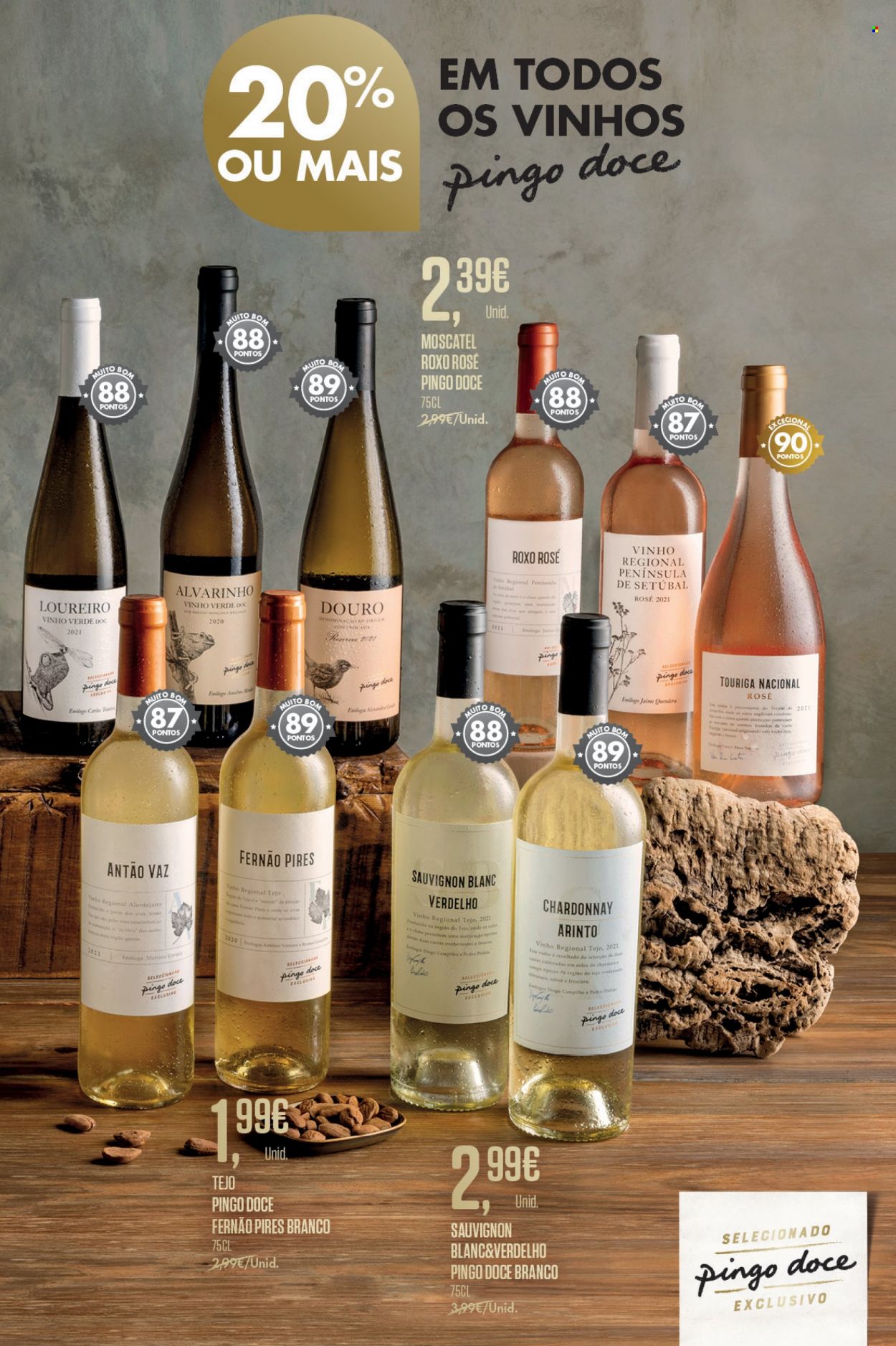 thumbnail - Folheto Pingo Doce - 17.1.2023 - 20.2.2023 - Produtos em promoção - vinho, Chardonnay, moscatel, vinho branco, sauvignon blanc, vinho verde. Página 19.