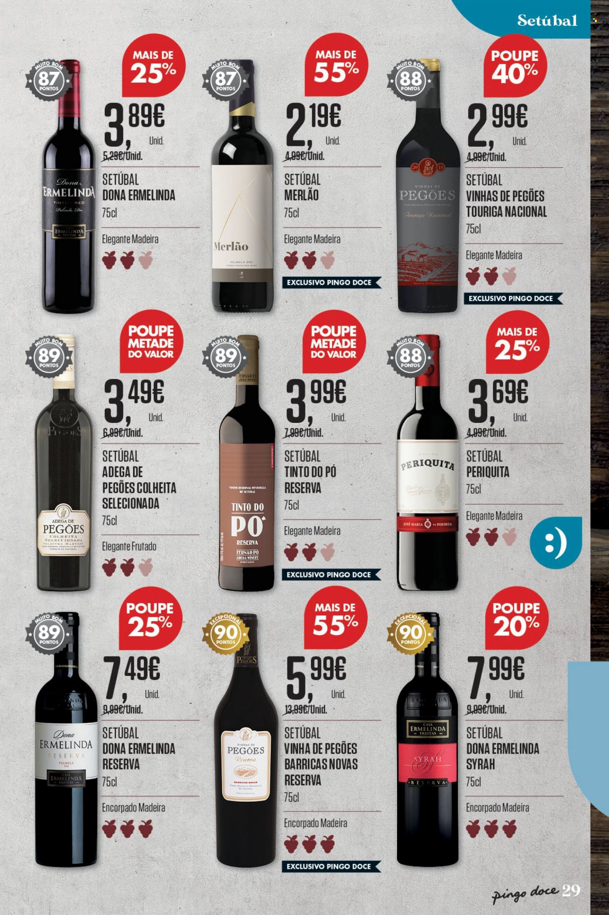 thumbnail - Folheto Pingo Doce - 17.1.2023 - 20.2.2023 - Produtos em promoção - vinho, vinho tinto, syrah. Página 29.