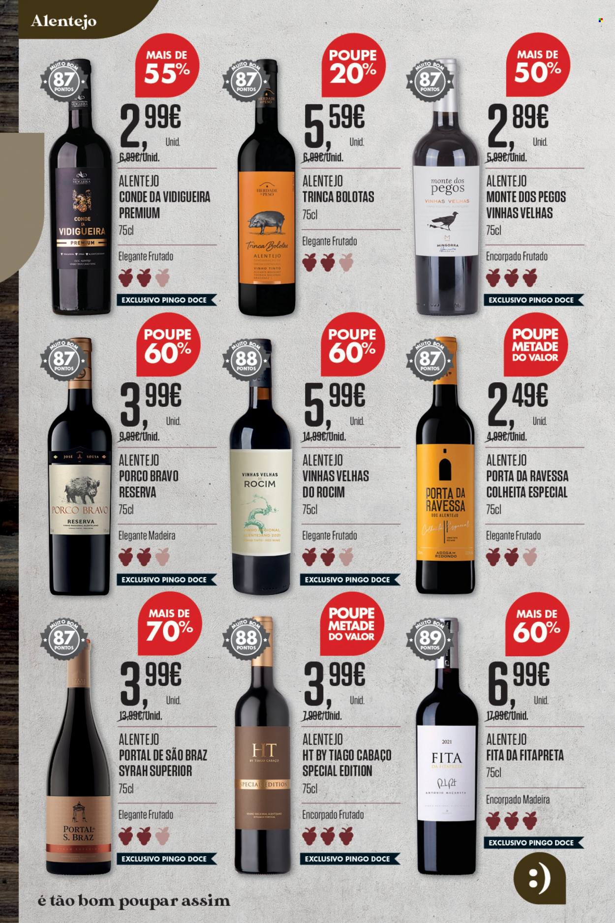 thumbnail - Folheto Pingo Doce - 17.1.2023 - 20.2.2023 - Produtos em promoção - vinho, vinho tinto, syrah. Página 32.