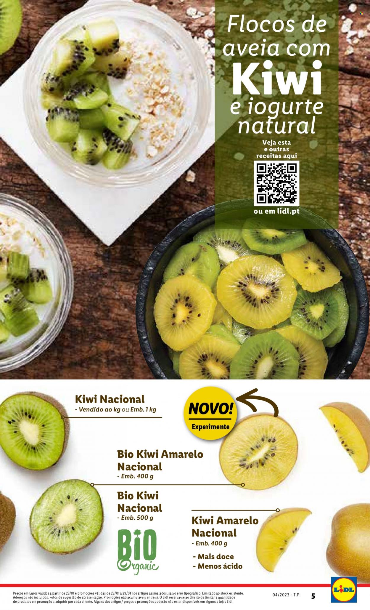 thumbnail - Folheto Lidl - 23.1.2023 - 29.1.2023 - Produtos em promoção - kiwi, iogurte natural, flocos de aveia, flocos. Página 23.