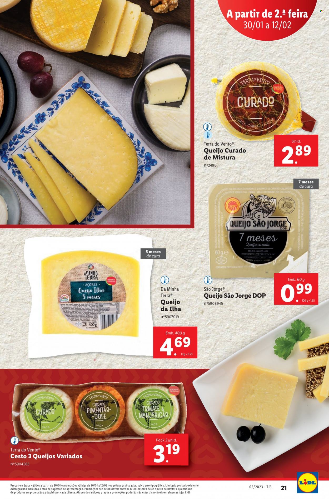 thumbnail - Folheto Lidl - 30.1.2023 - 5.2.2023 - Produtos em promoção - queijo, queijo curado, sal, cesta. Página 21.