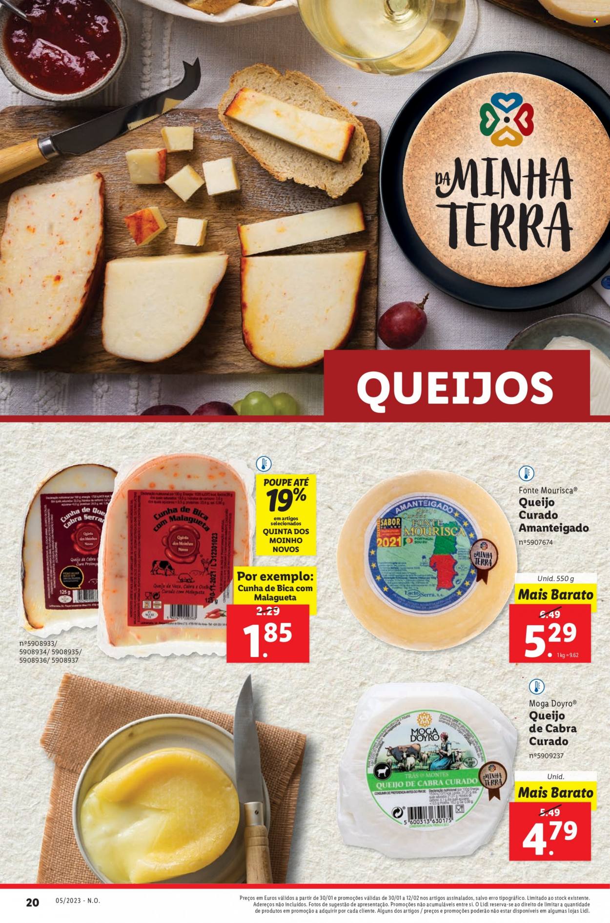 thumbnail - Folheto Lidl - 30.1.2023 - 5.2.2023 - Produtos em promoção - queijo, queijo curado, queijo de cabra. Página 32.