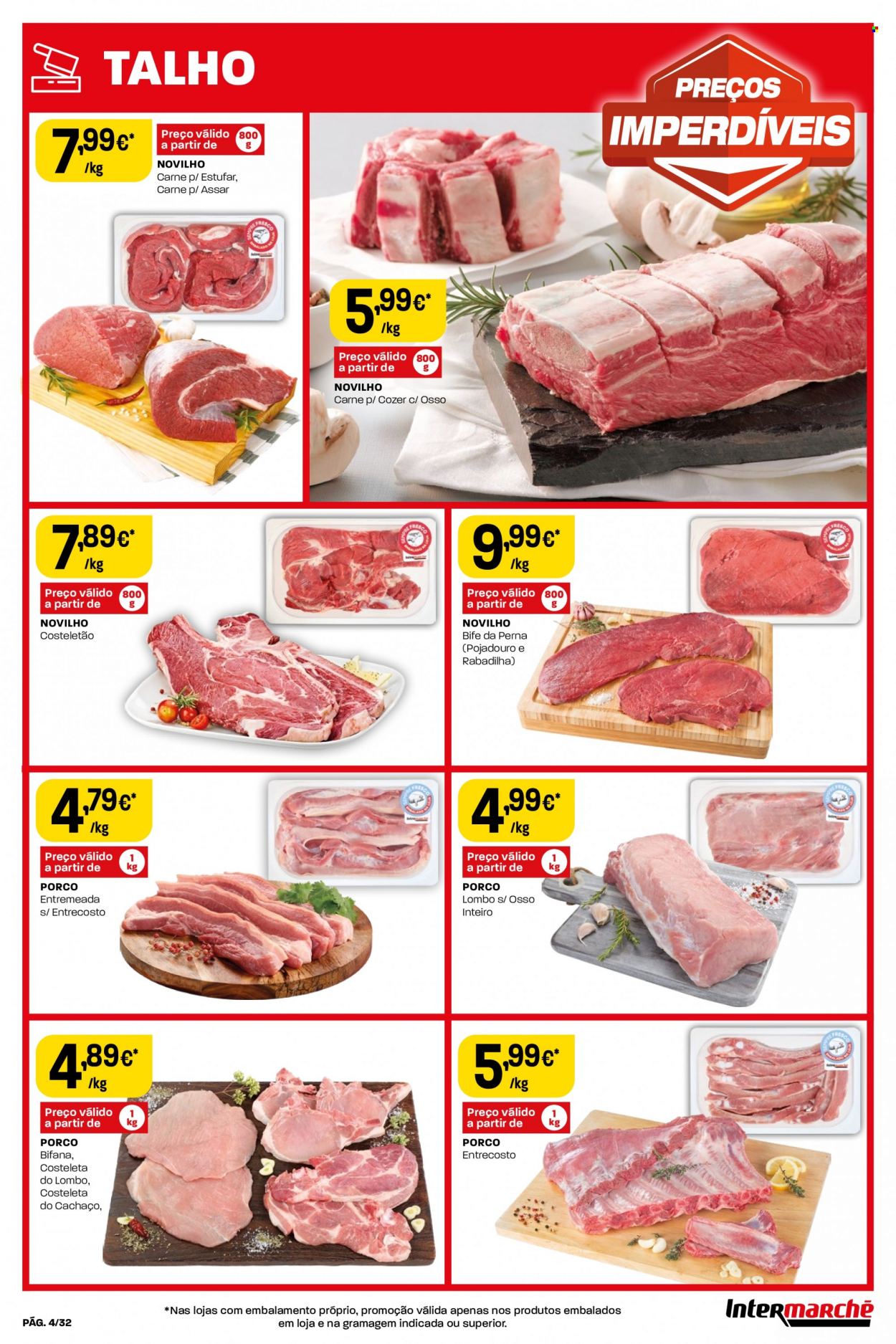 thumbnail - Folheto Intermarché - 26.1.2023 - 1.2.2023 - Produtos em promoção - bife, lombo, carne, carne de novilho. Página 4.