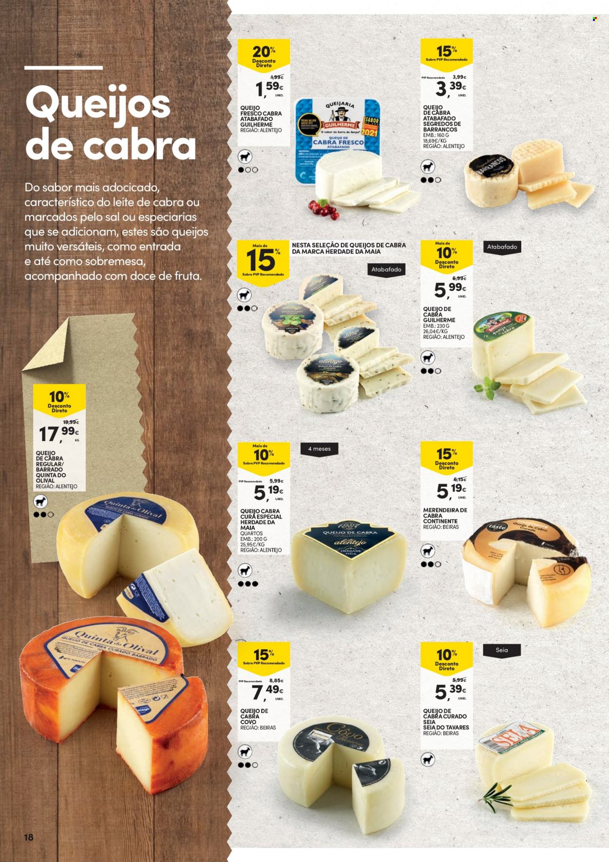 thumbnail - Folheto Continente - 31.1.2023 - 26.2.2023 - Produtos em promoção - sobremesa, queijo, queijo fresco, queijo de cabra, sal. Página 18.