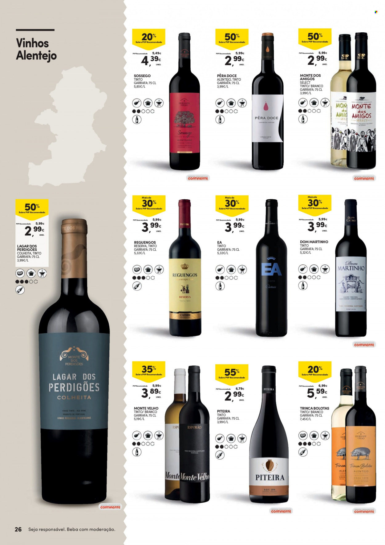 thumbnail - Folheto Continente - 31.1.2023 - 26.2.2023 - Produtos em promoção - vinho, vinho tinto. Página 26.