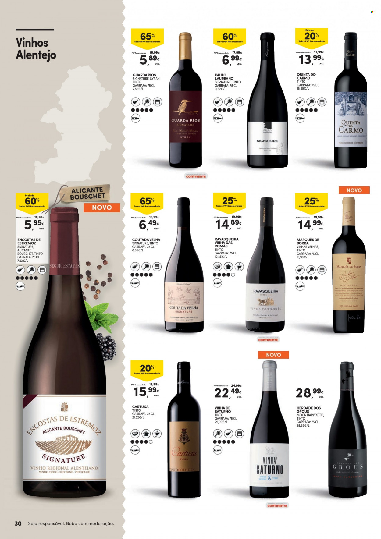 thumbnail - Folheto Continente - 31.1.2023 - 26.2.2023 - Produtos em promoção - vinho, vinho tinto, syrah. Página 30.
