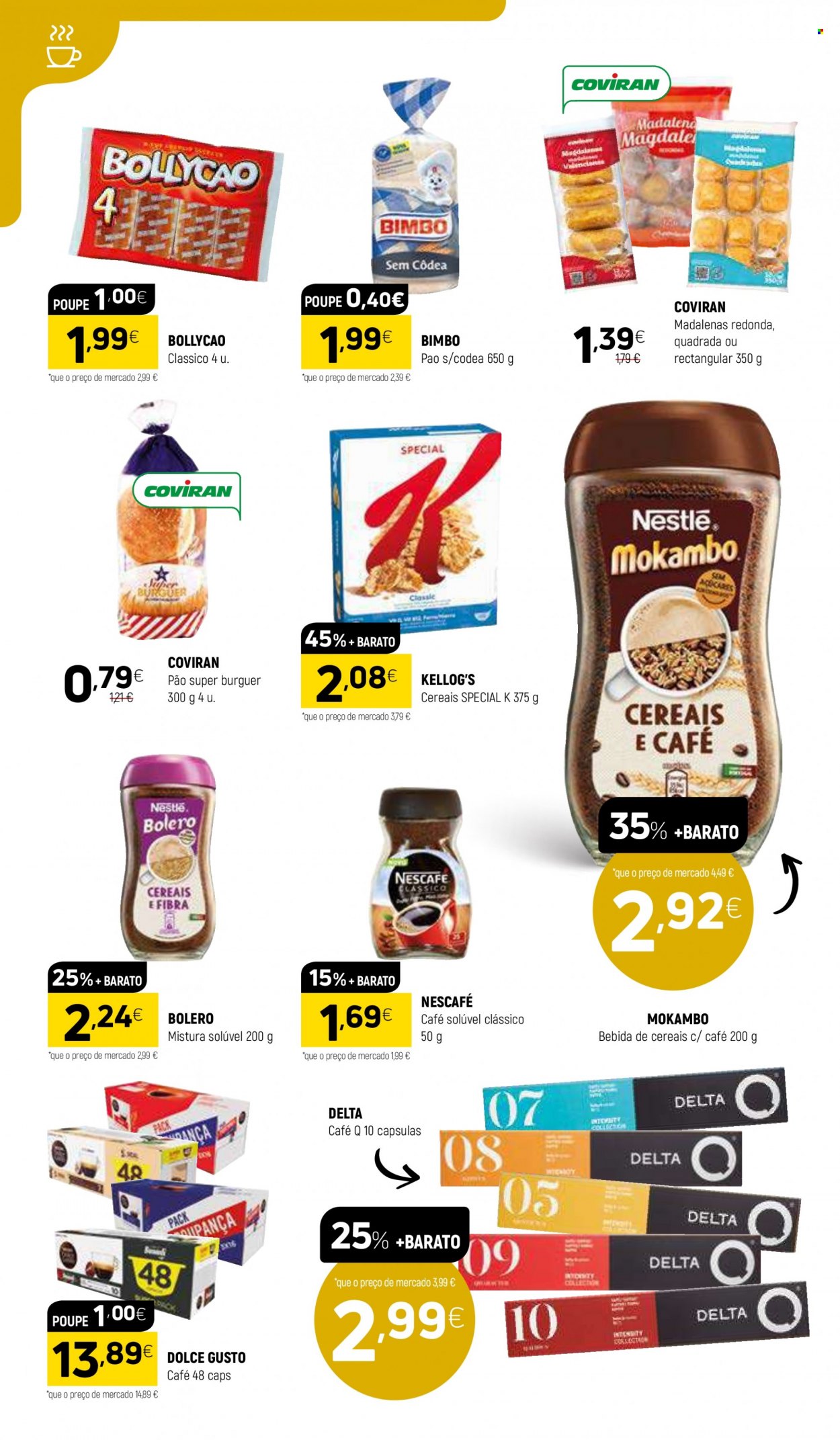 thumbnail - Folheto Coviran - 31.1.2023 - 12.2.2023 - Produtos em promoção - pão, madalenas, Nestlé, bebida, Nescafé, Dolce Gusto, café solúvel. Página 8.