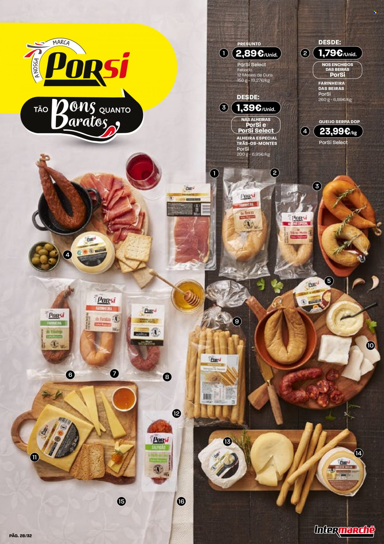 thumbnail - Folheto Intermarché - 2.2.2023 - 22.2.2023 - Produtos em promoção - alheira, queijo. Página 28.