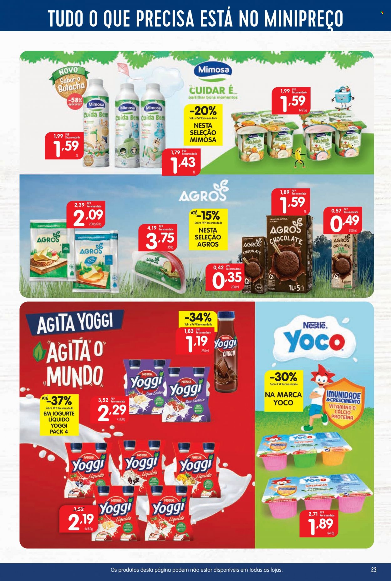 thumbnail - Folheto Minipreço - 2.2.2023 - 8.2.2023 - Produtos em promoção - iogurte, iogurte líquido, Mimosa, Nestlé, bolachas. Página 23.