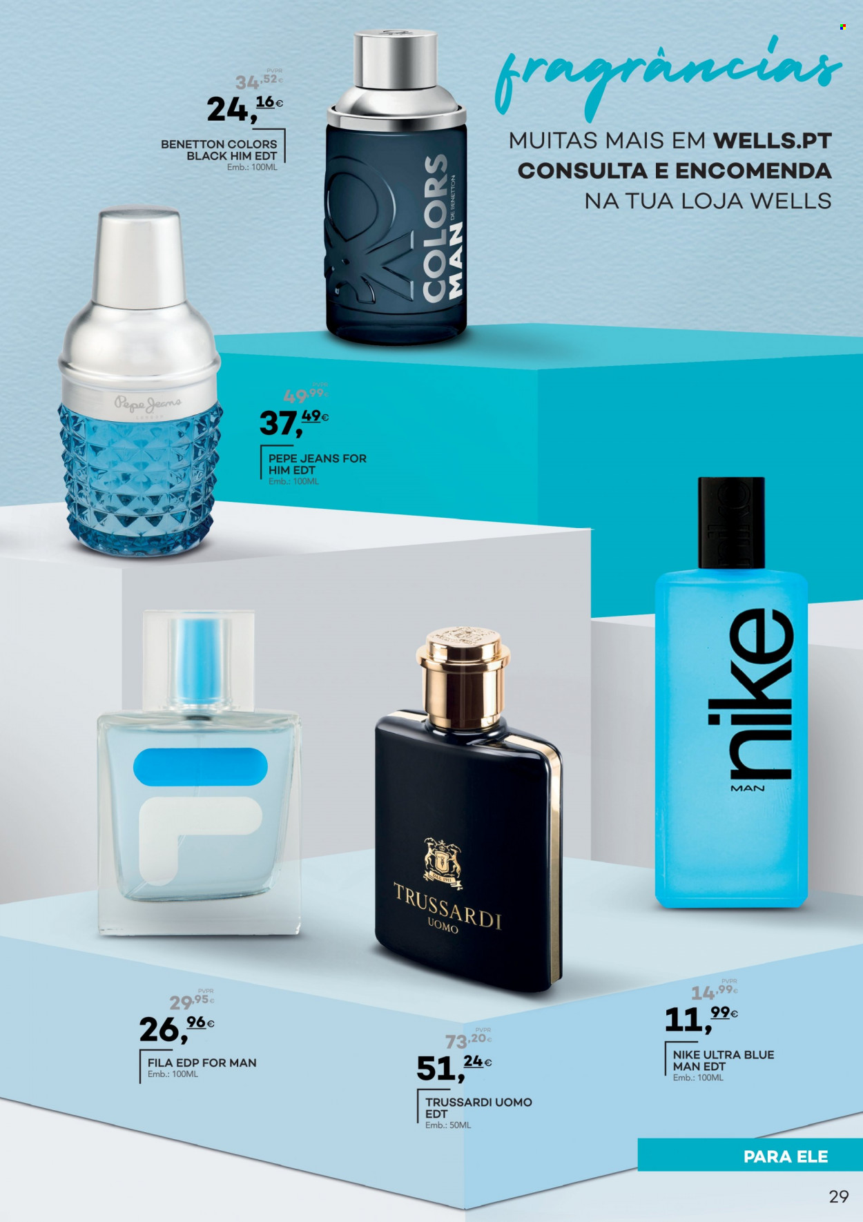thumbnail - Folheto Well's - 22.2.2023 - 27.3.2023 - Produtos em promoção - Nike, eau de parfum, eau de toilette, perfume, Fila. Página 29.