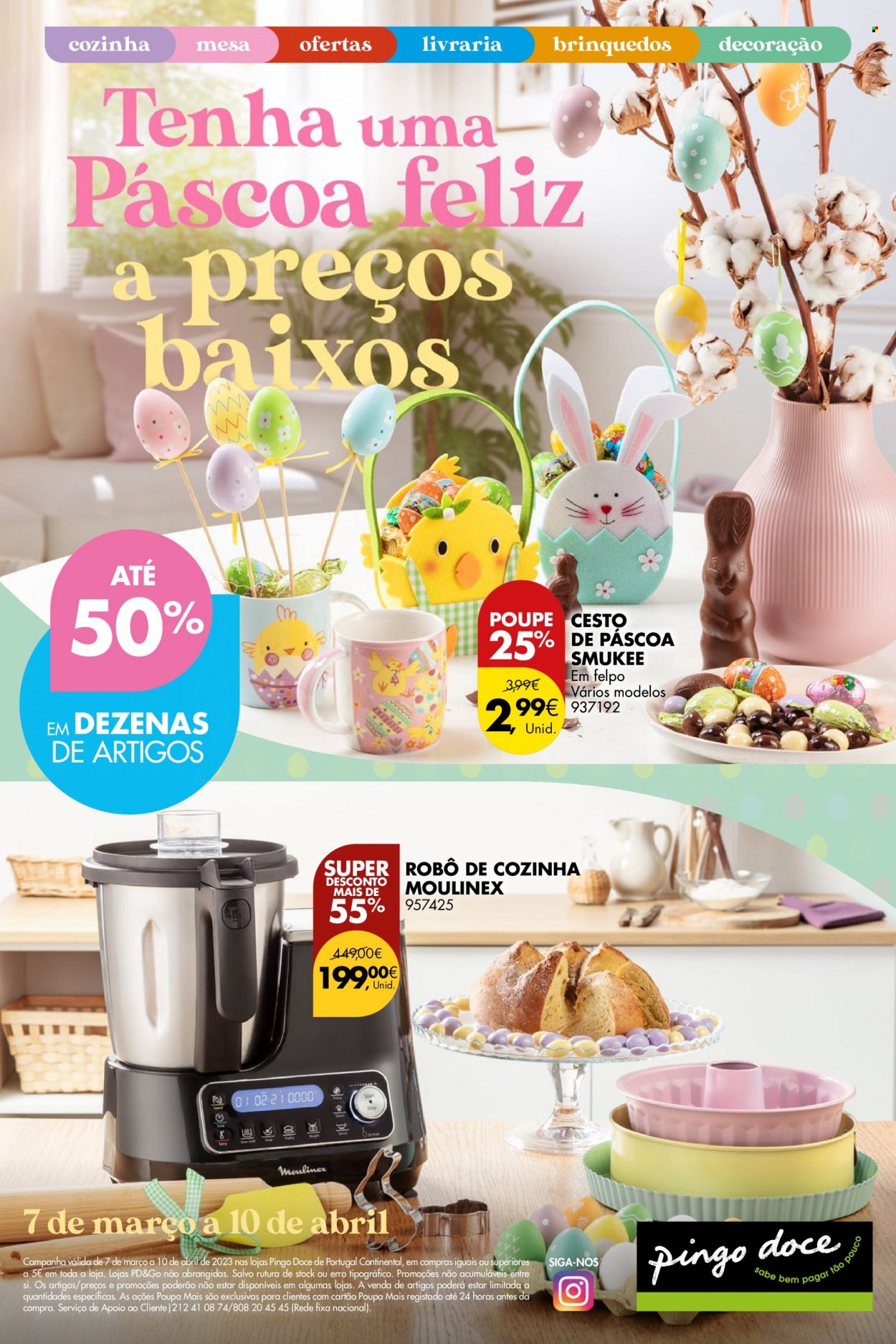 thumbnail - Folheto Pingo Doce - 7.3.2023 - 10.4.2023 - Produtos em promoção - cesta, decoração, robô de cozinha, mesa, brinquedo. Página 1.