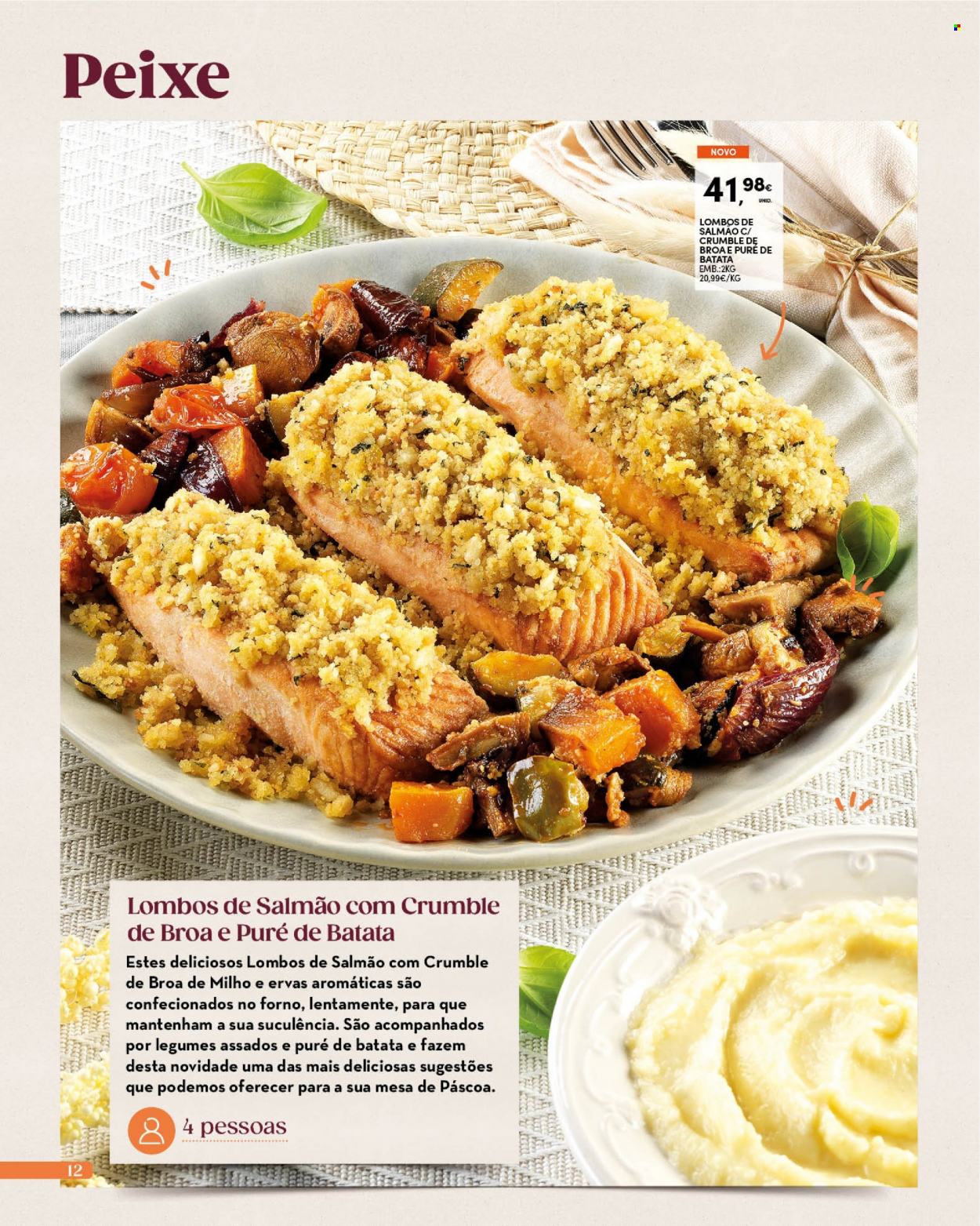 thumbnail - Folheto Continente - 14.3.2023 - 9.4.2023 - Produtos em promoção - legumes, broa de milho, salmão, peixe, ervas aromáticas. Página 12.