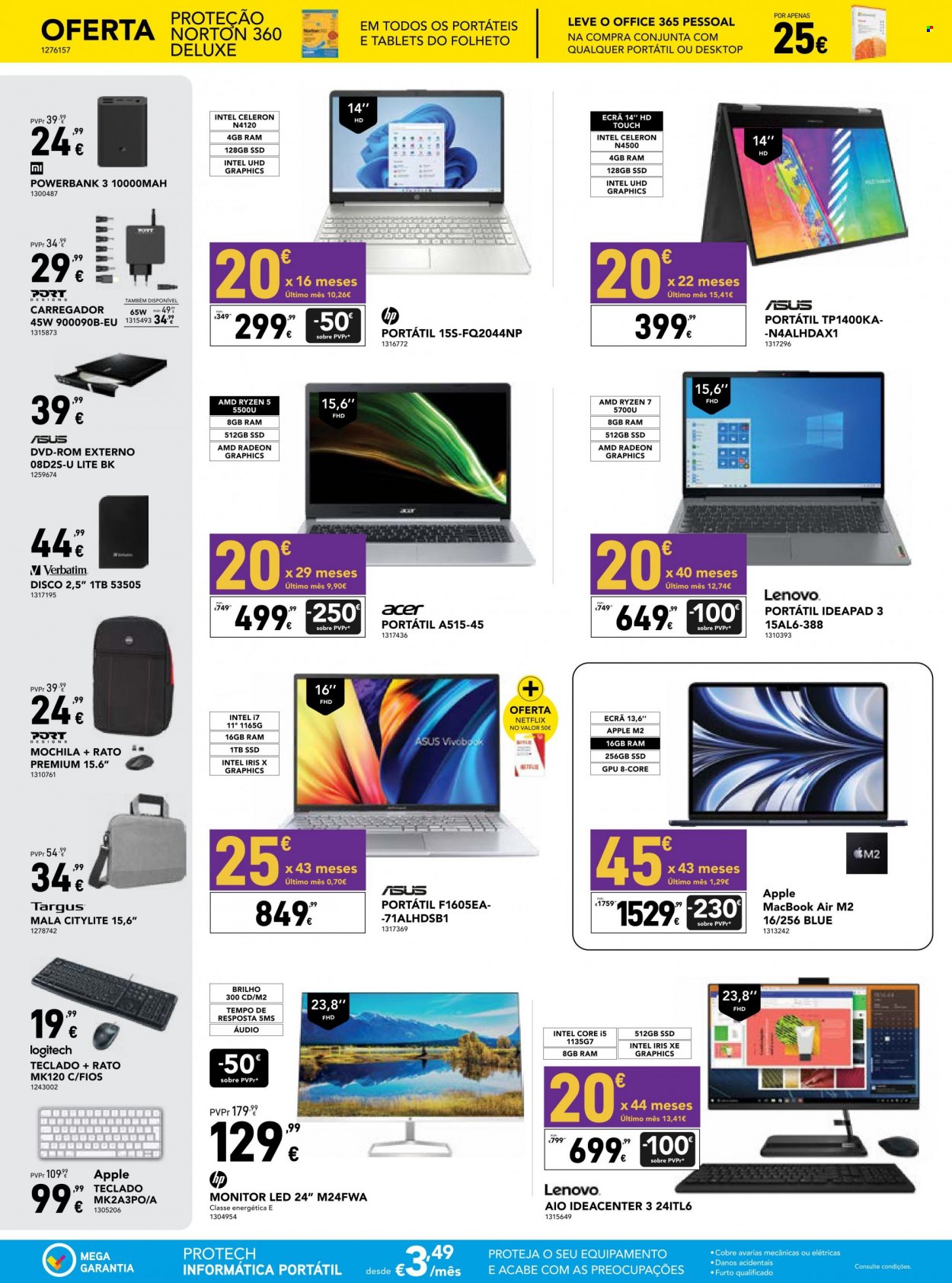 thumbnail - Folheto Radio Popular - 16.3.2023 - 30.3.2023 - Produtos em promoção - mochila, Apple, Asus, Lenovo, powerbank, PC portátil, MacBook, Acer, tablet, teclado, monitor. Página 2.