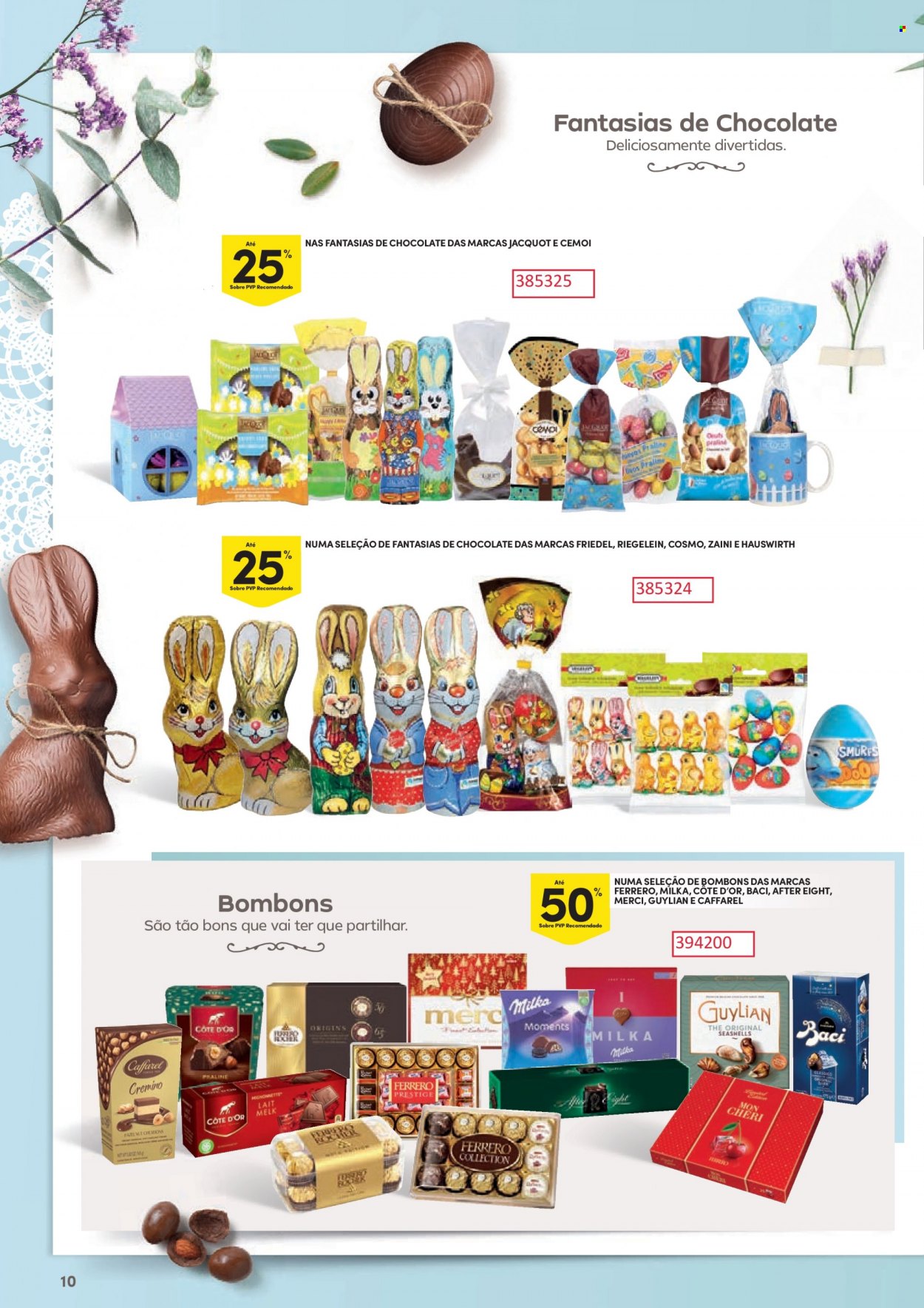 thumbnail - Folheto Continente - 21.3.2023 - 9.4.2023 - Produtos em promoção - Milka, After Eight, Ferrero Rocher, bombom, caramelos. Página 10.