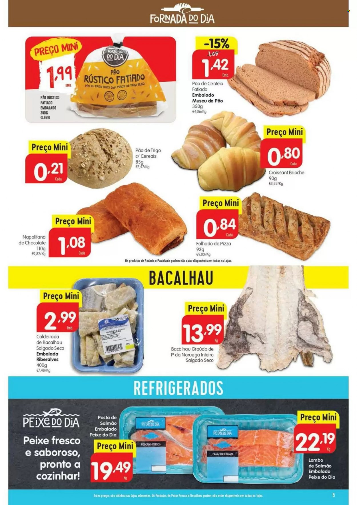 thumbnail - Folheto Minipreço - 23.3.2023 - 29.3.2023 - Produtos em promoção - brioche, croissant, peixe, salmão. Página 5.