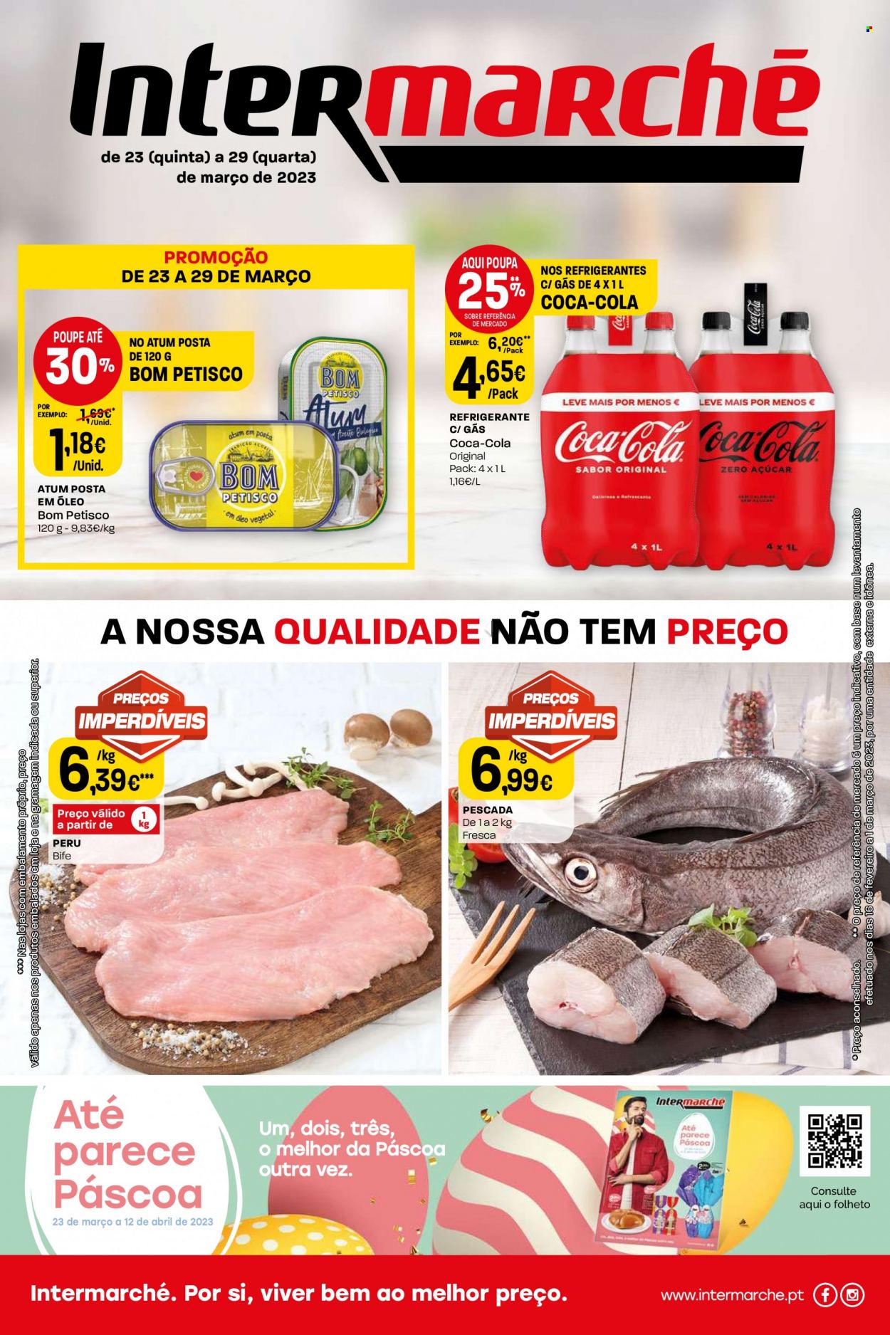 thumbnail - Folheto Intermarché - 23.3.2023 - 29.3.2023 - Produtos em promoção - bife, perú, óleo, Coca Cola, refrigerante. Página 1.