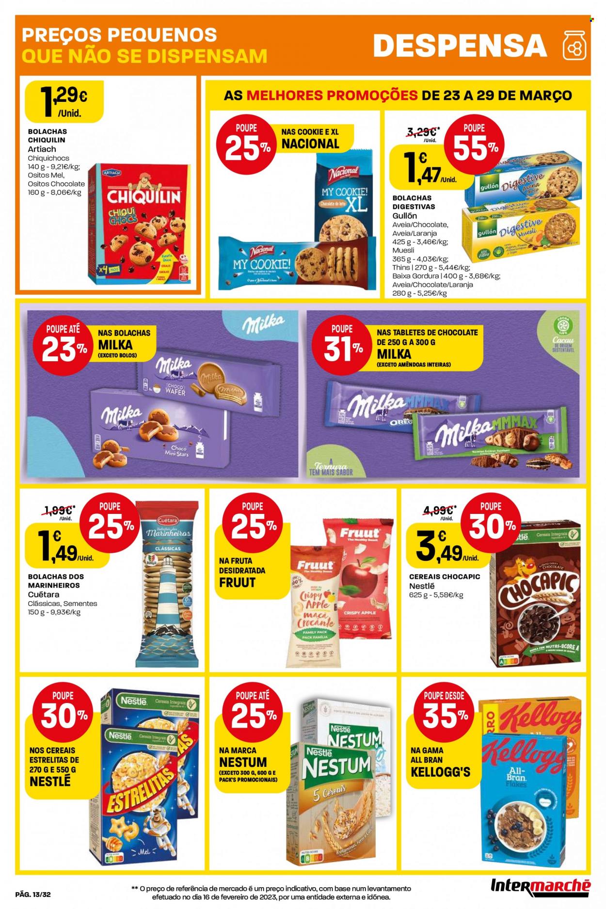 thumbnail - Folheto Intermarché - 23.3.2023 - 29.3.2023 - Produtos em promoção - laranja, Milka, Nestlé, bolachas, cereais, Chocapic, Kellogg's. Página 13.