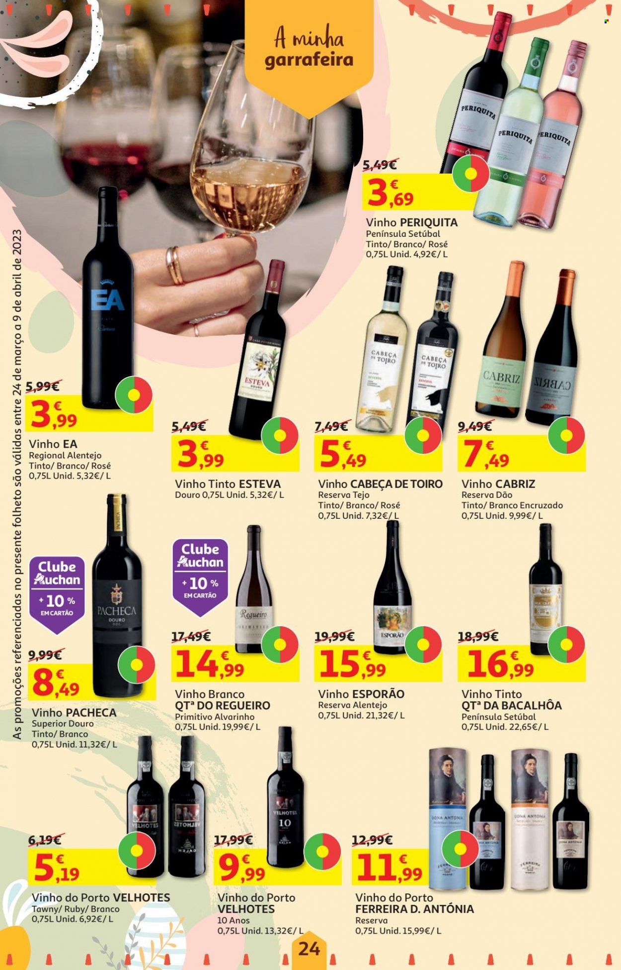 thumbnail - Folheto Auchan - 24.3.2023 - 9.4.2023 - Produtos em promoção - vinho, vinho do Porto. Página 24.