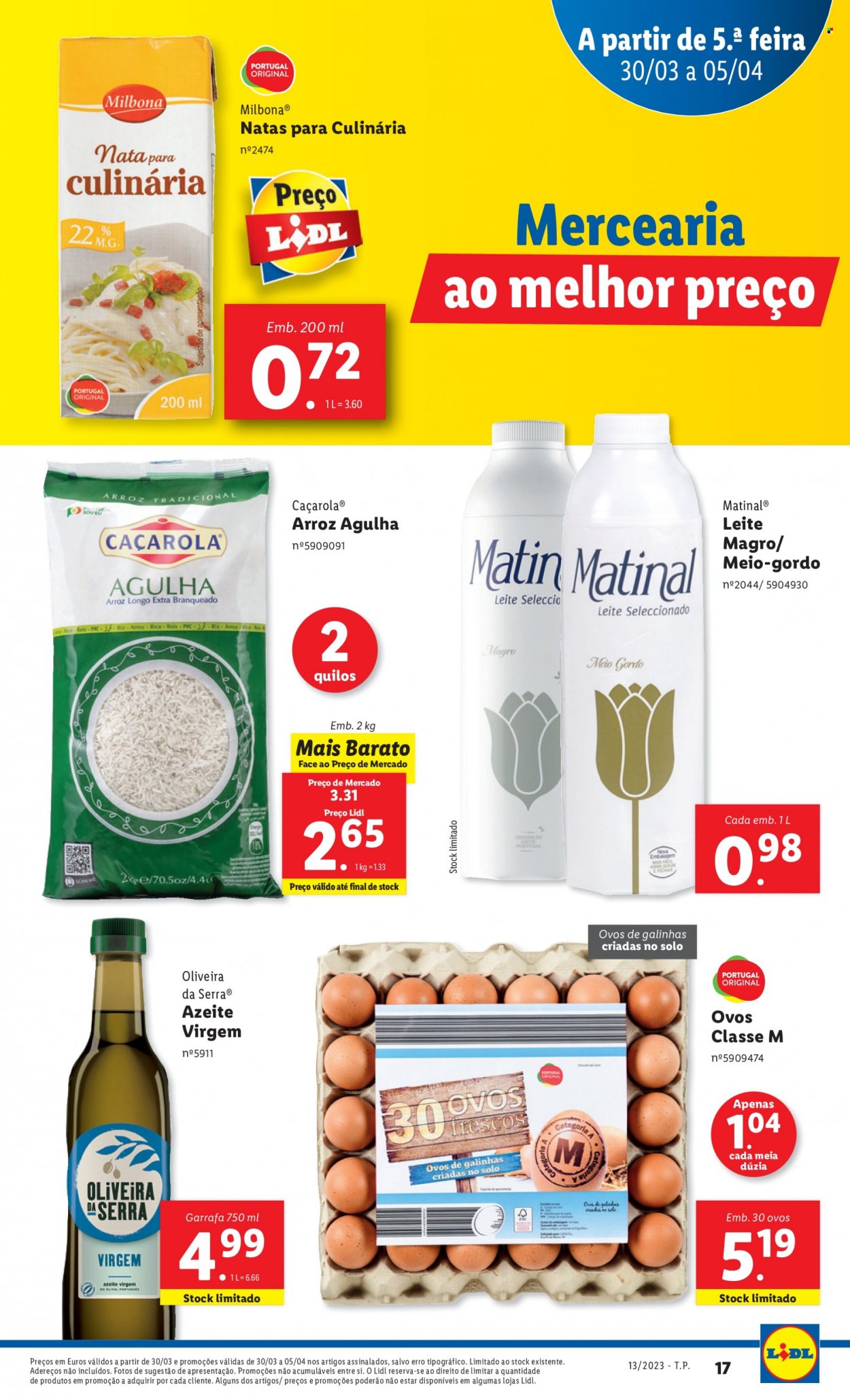 thumbnail - Folheto Lidl - 30.3.2023 - 5.4.2023 - Produtos em promoção - ovos, azeite de oliva, azeite, leite. Página 37.