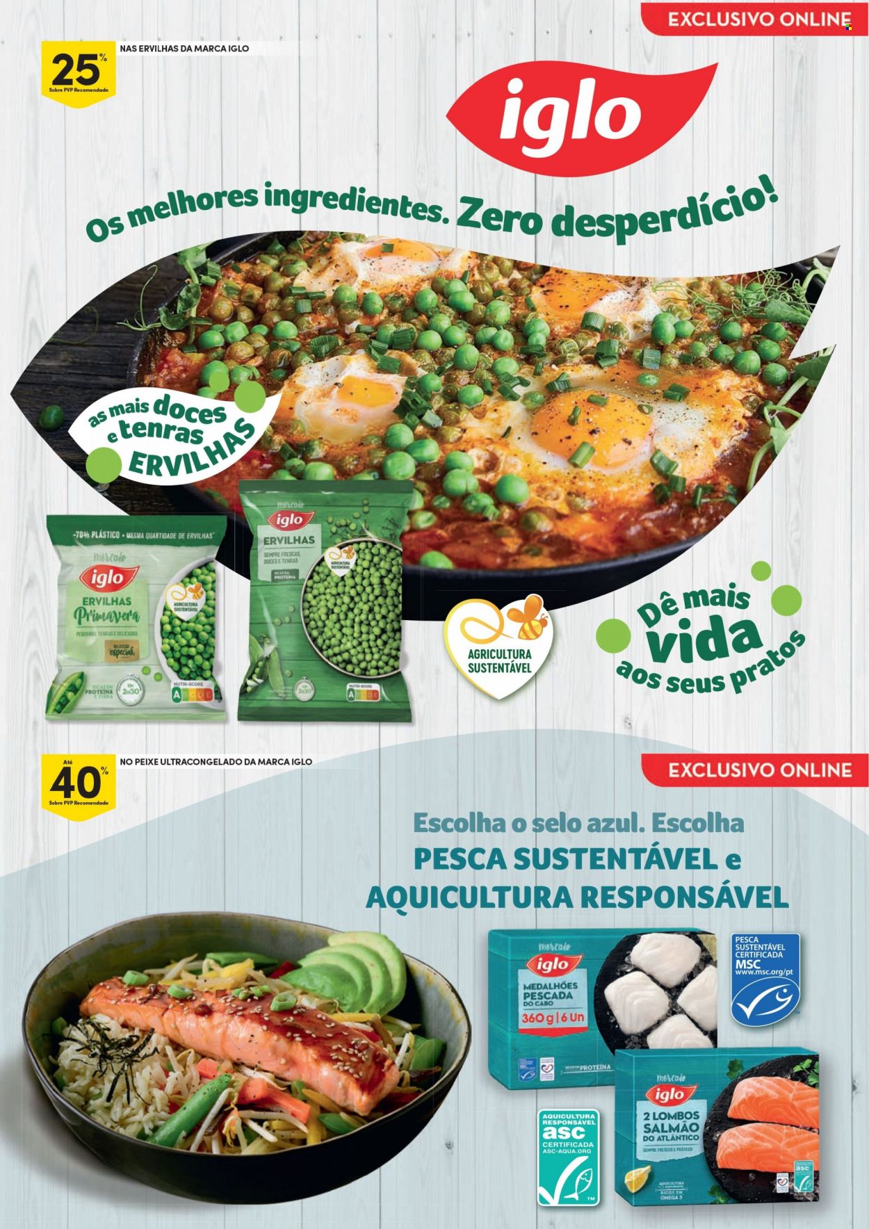 thumbnail - Folheto Continente - 28.3.2023 - 3.4.2023 - Produtos em promoção - ervilha, salmão, Iglo, peixe, prato. Página 3.