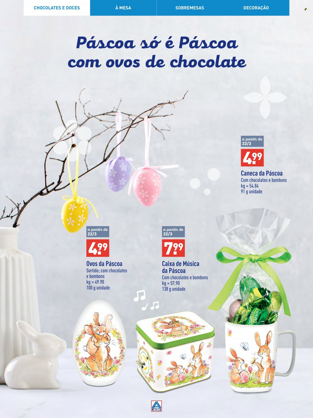 thumbnail - Folheto Aldi - Produtos em promoção - bombom, ovo de chocolate, caramelos, nougat, caneca, decoração. Página 4.