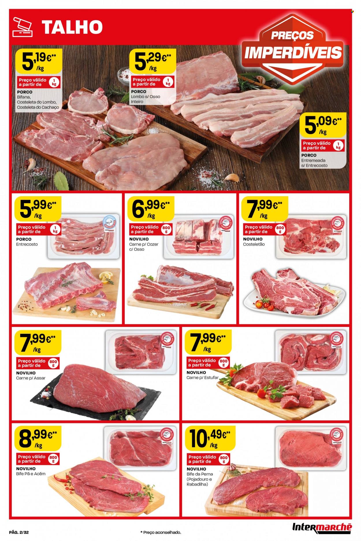 thumbnail - Folheto Intermarché - 30.3.2023 - 5.4.2023 - Produtos em promoção - bife, lombo, carne, carne de novilho. Página 2.