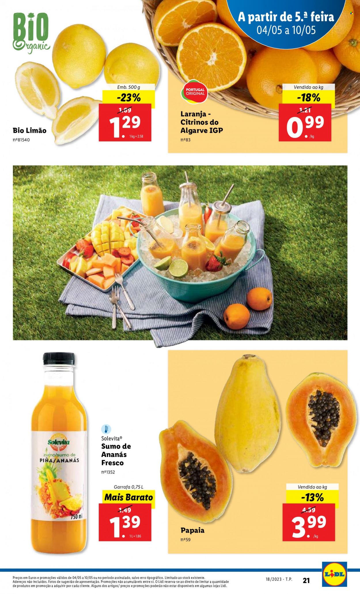 thumbnail - Folheto Lidl - Produtos em promoção - papaia, limão, mamão, sumo. Página 21.