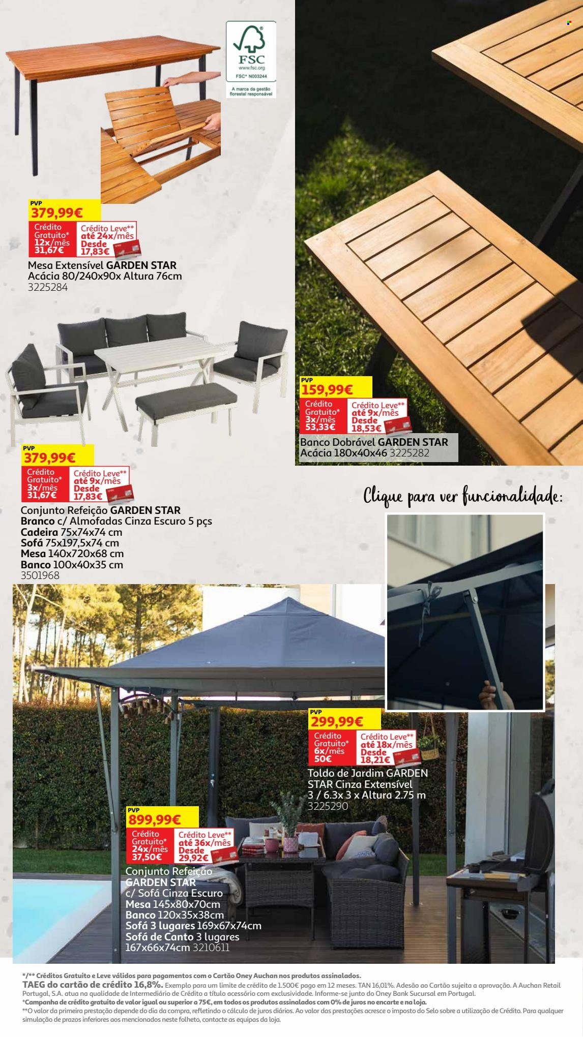 thumbnail - Folheto Auchan - 8.5.2023 - 30.7.2023 - Produtos em promoção - almofada, mesa, cadeira, sofá de canto. Página 11.