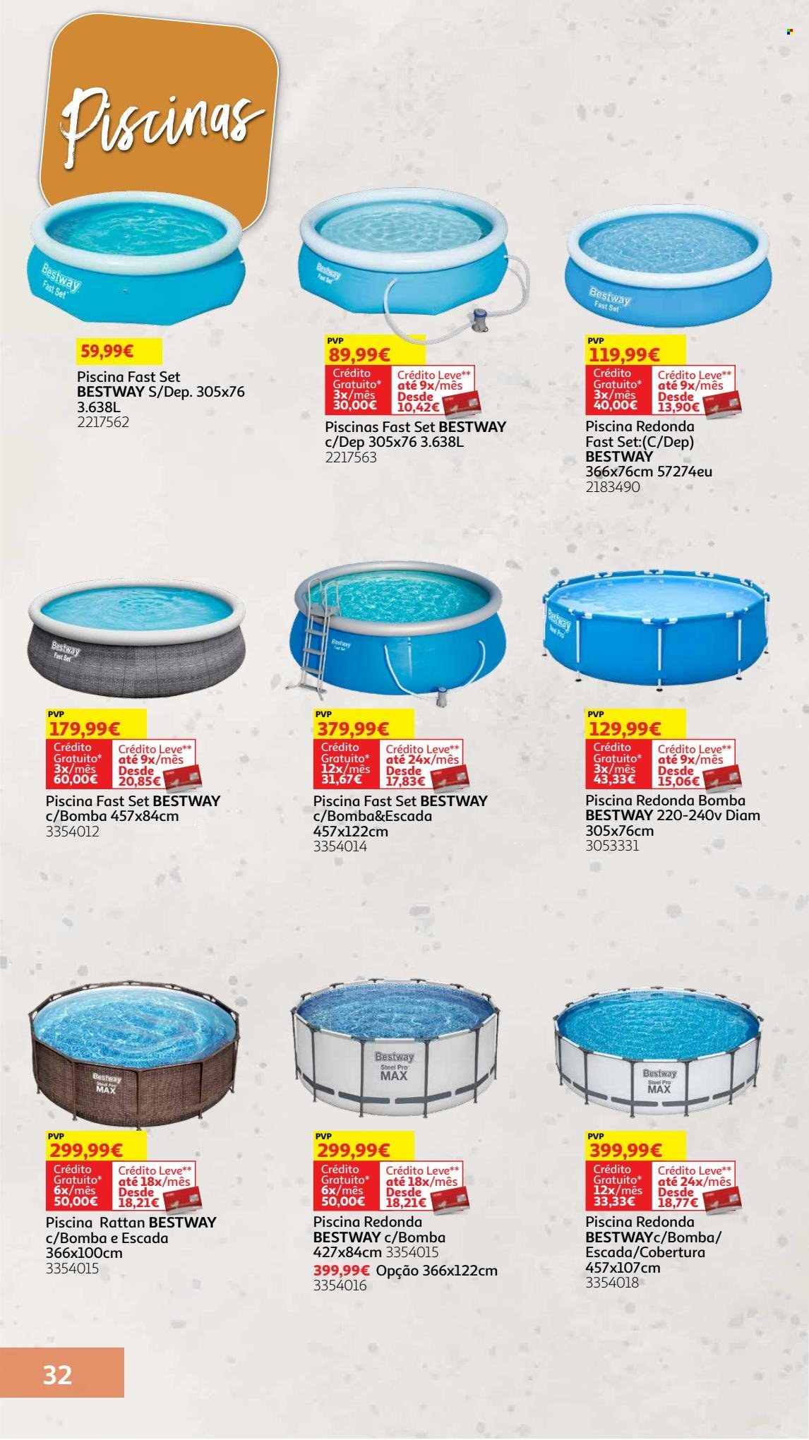 thumbnail - Folheto Auchan - 8.5.2023 - 30.7.2023 - Produtos em promoção - Bestway, piscinas. Página 32.