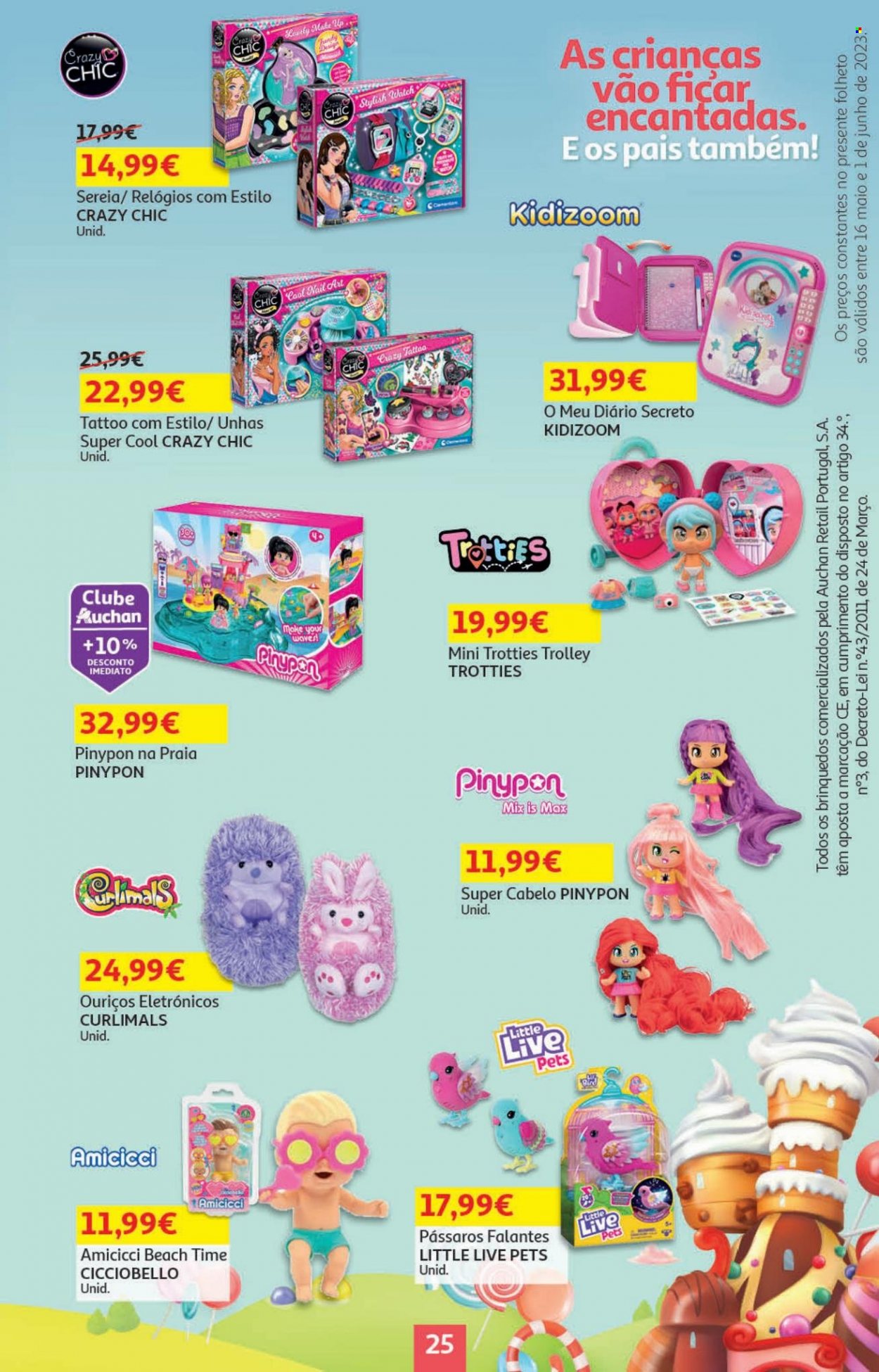 Folheto Auchan - 16.5.2023 - 1.6.2023 - Produtos em promoção - maquiagem, brinquedo. Página 25.
