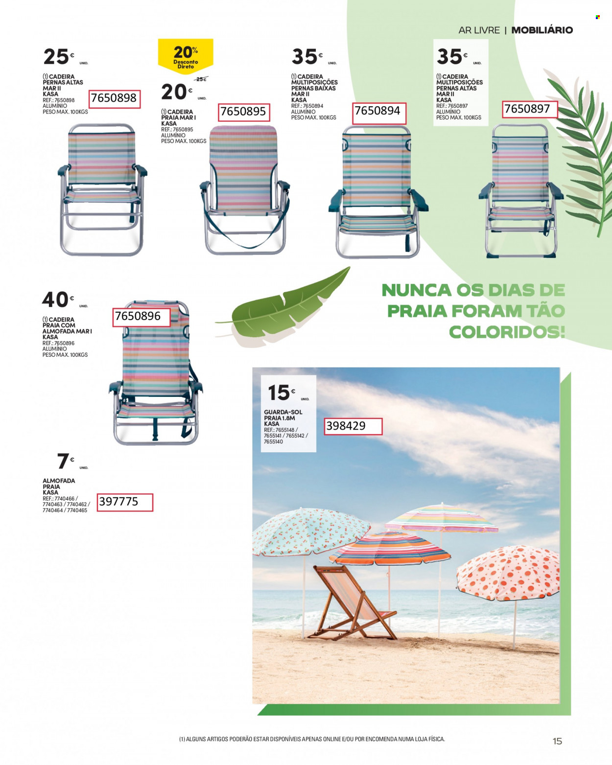 thumbnail - Folheto Continente - 16.5.2023 - 25.6.2023 - Produtos em promoção - cadeira, guarda sol. Página 15.