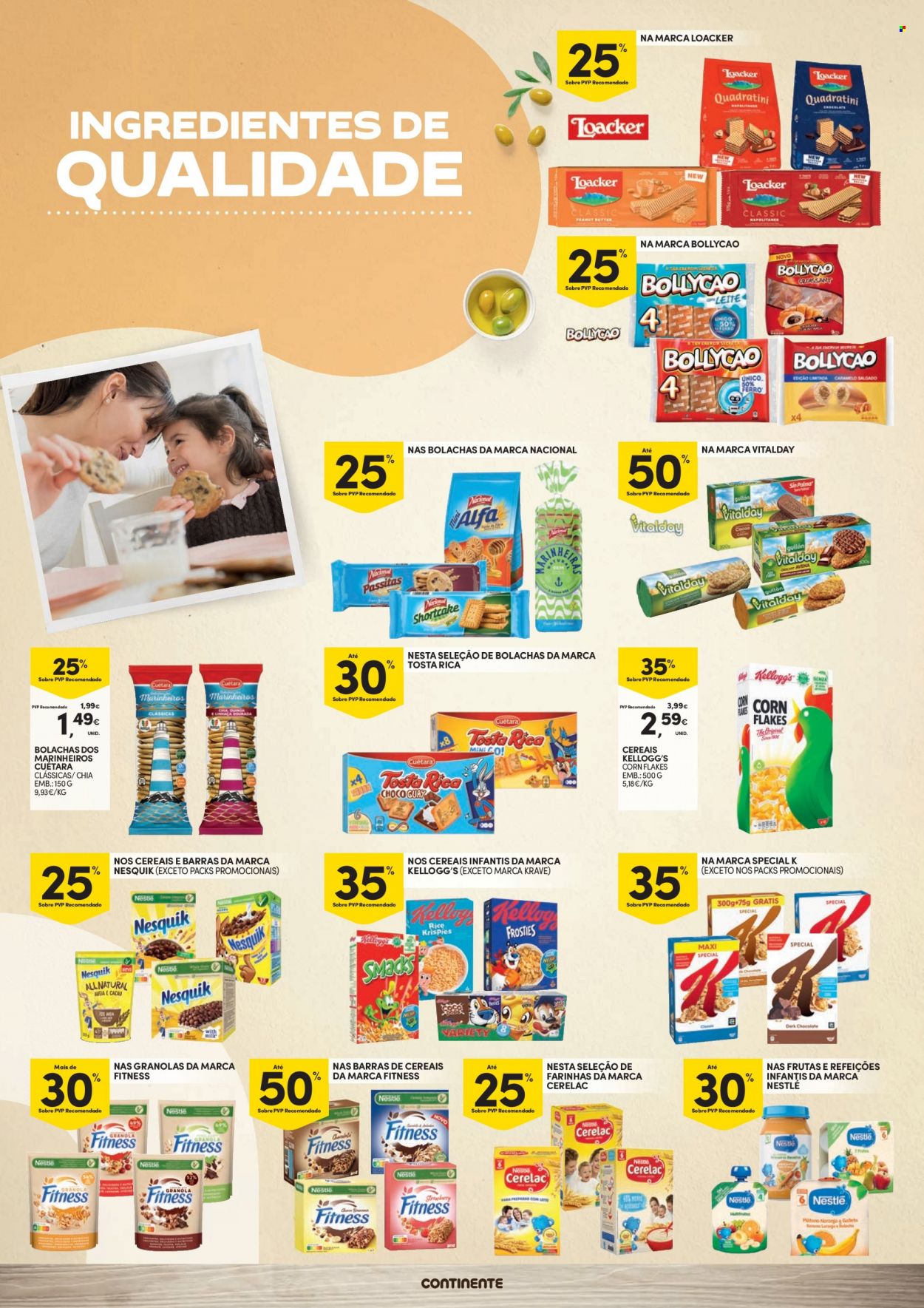 Folheto Continente - 23.5.2023 - 4.6.2023 - Produtos em promoção - Nesquik, Nestlé, barrinha doce, sucrilhos, cereais, Kellogg's. Página 4.